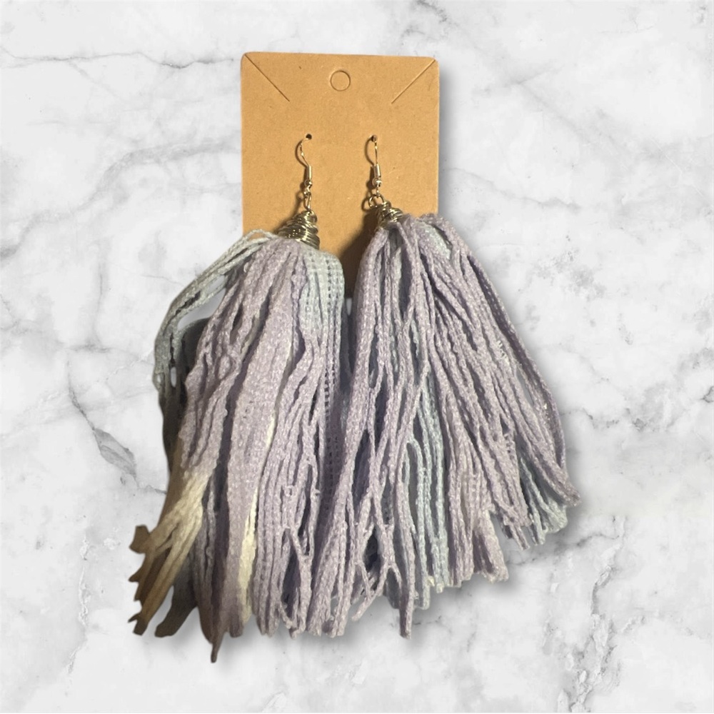 Periwinkle Colored Tassel Earrings
